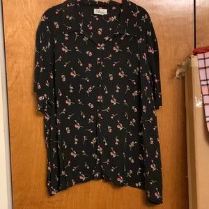 Style & Co. plus size rose print sheer blouse, size 22W